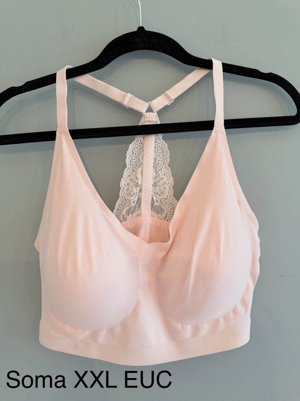 Soma Wireless Lace-Back Bralette in Pale Pink
